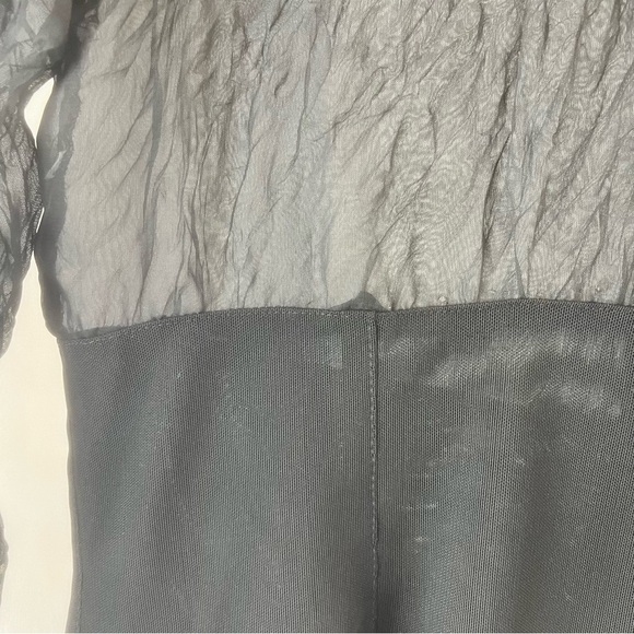 Vintage Blacky dress Berlin sleeved semi-sheer top. Black with Floral Design 8 - Picture 9 of 16